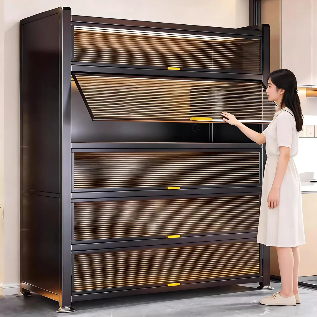 厨房置物柜靠墙一体柜橱柜碗柜储物柜客厅柜子餐边柜微波炉收纳柜