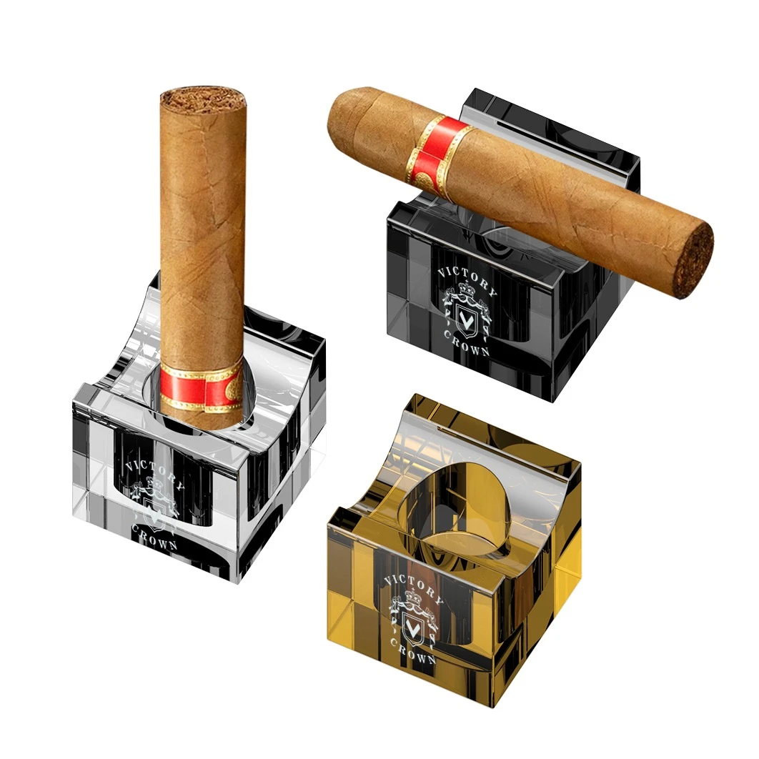 轻奢质感水晶玻璃雪茄烟托雪茄烟灰缸多功能大口径烟雪茄持灰高档