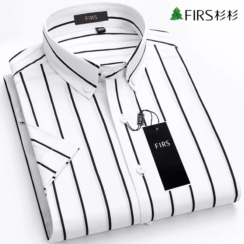 【成衣抗皱】杉杉易打理轻奢短袖衬衫男格子休闲商务纯棉衬衣夏季