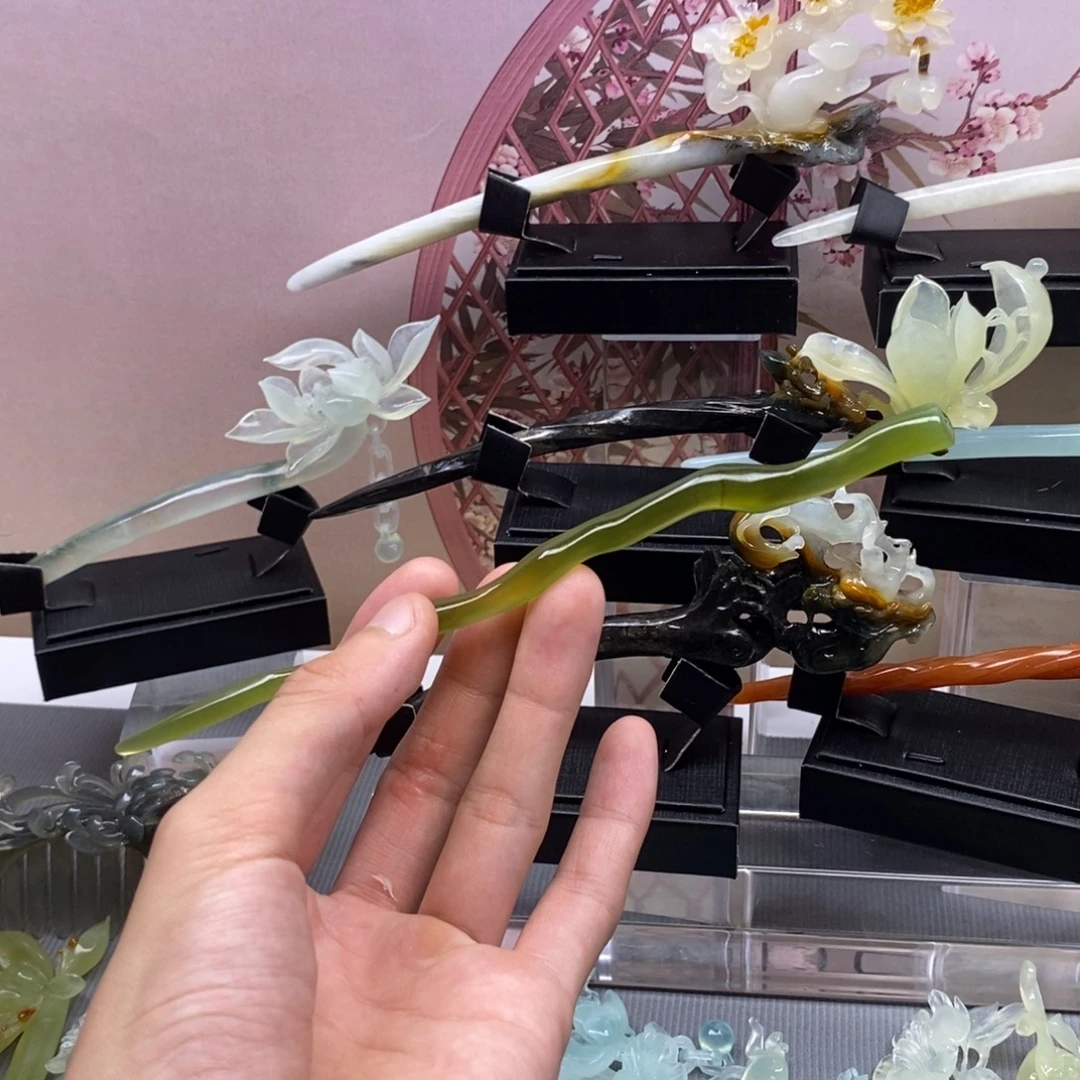 蛇纹石玉合金发饰