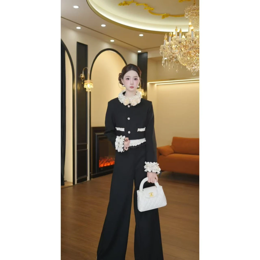 2店-2086【熹熹定制】香风套装小香风上衣+长裤套装G1358