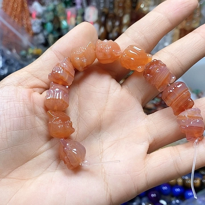 未镶嵌玛瑙/玉髓珠宝半成品玛瑙九尾狐10颗