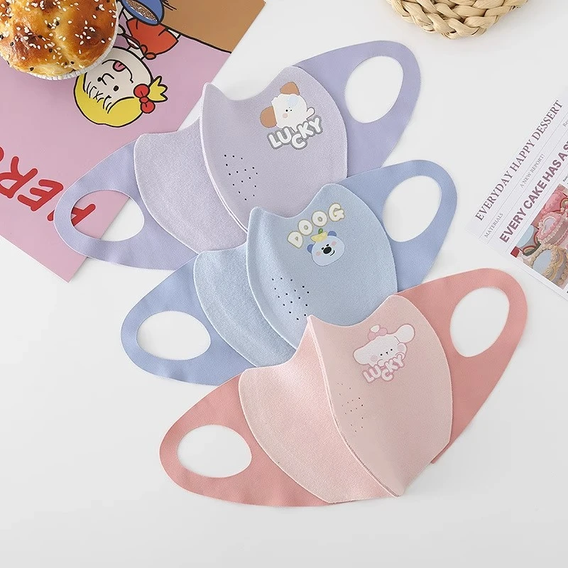 【优惠2个】秋冬儿童口罩德绒舒适保暖可爱小熊口罩防风面罩卡通风