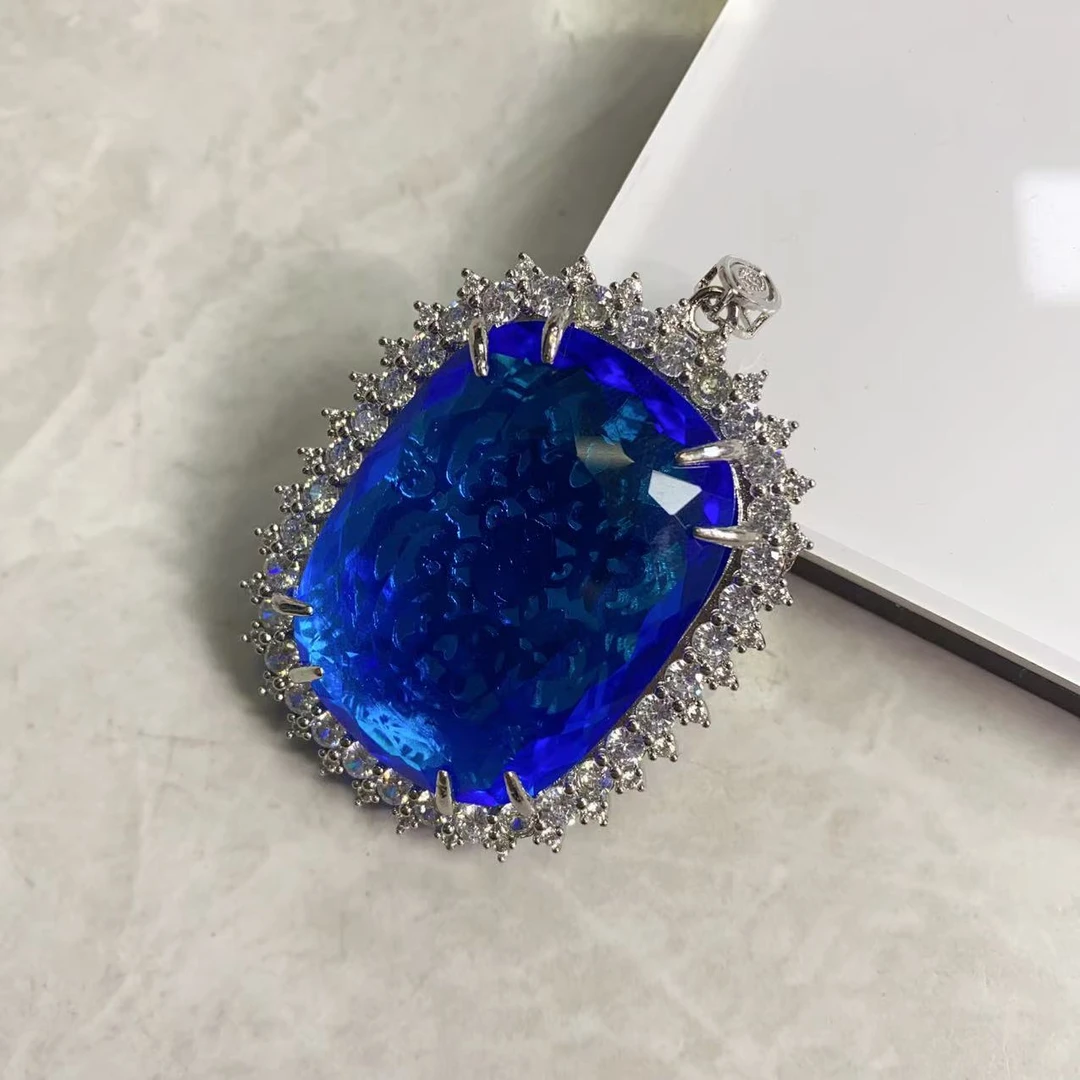 [小石]B831蓝比大方型吊坠时尚多样性发一个-奇石