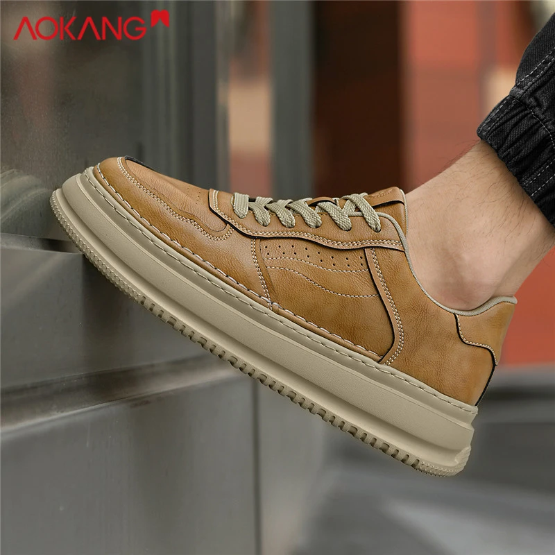 Aokang/奥康麦黄色2025秋冬季欧若风百搭舒适防滑保暖增高工装鞋