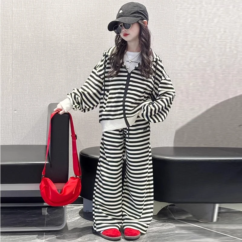 女童春装休闲两件套2025新款中大童洋气时髦运动套装儿童春季卫衣