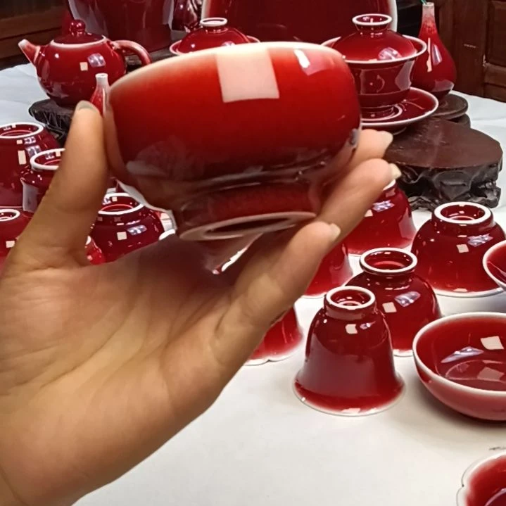 陶夜**雨景德镇纯手工原矿郎红罗汉杯