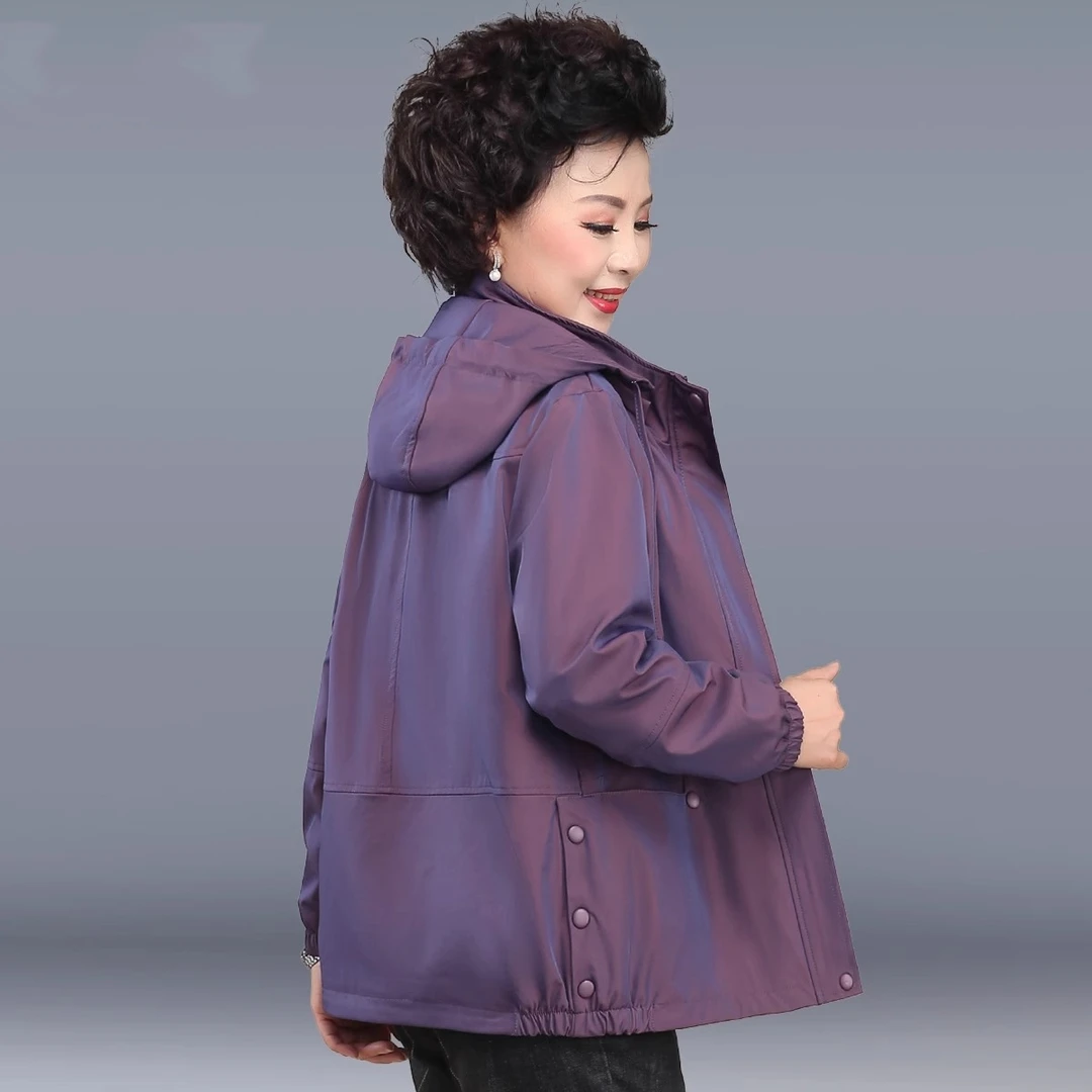 妈妈秋装短款外套中年女装洋气大码风衣2025春秋季新款中老年上衣