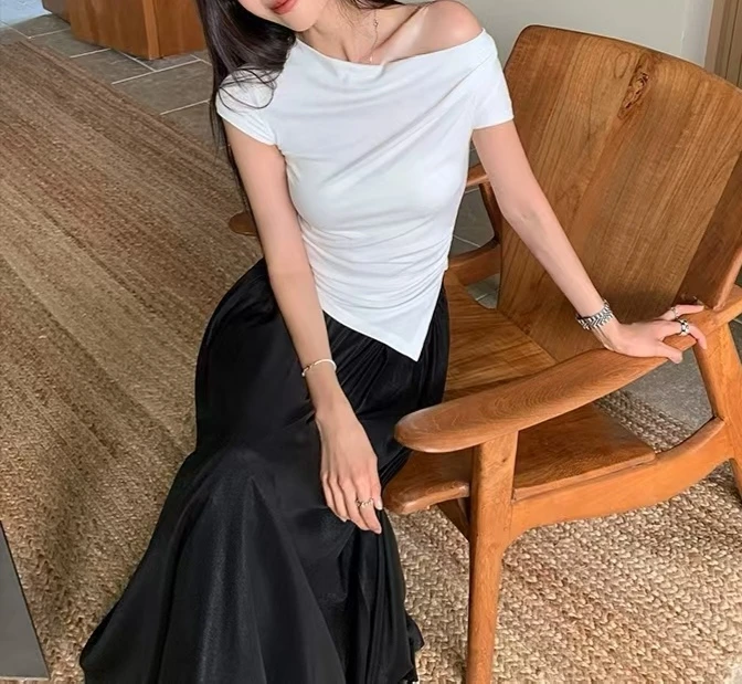 【海南简爱】夏季设计感不规则显瘦上衣 8809