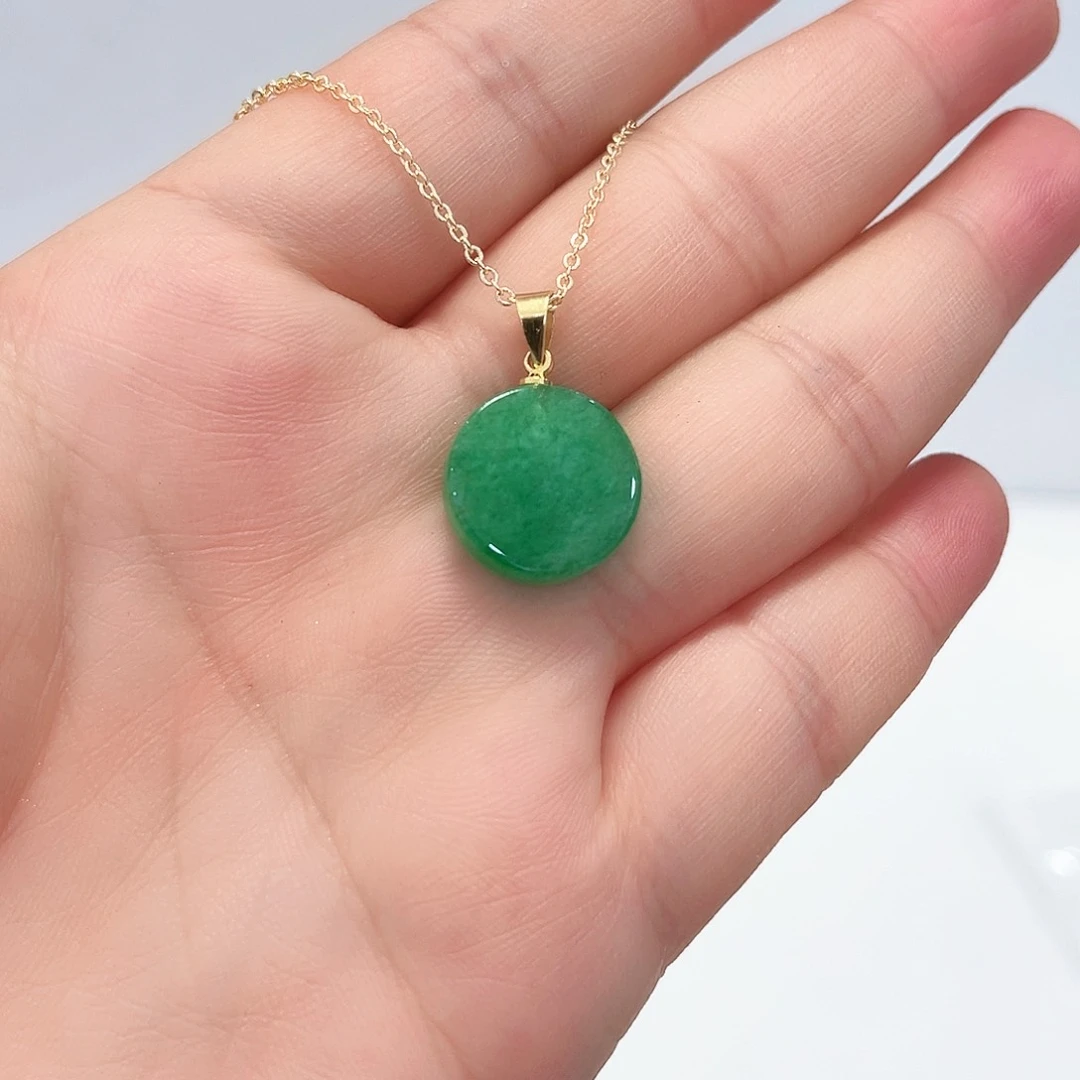 翡翠14K金镶嵌颈饰吊坠28