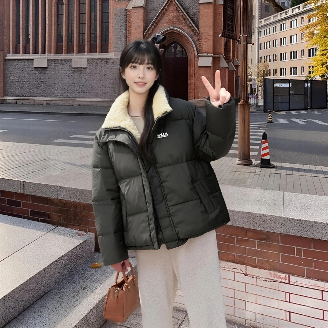 tonlion/唐狮2025新款冬季女棉服黑色加绒加厚127424062502