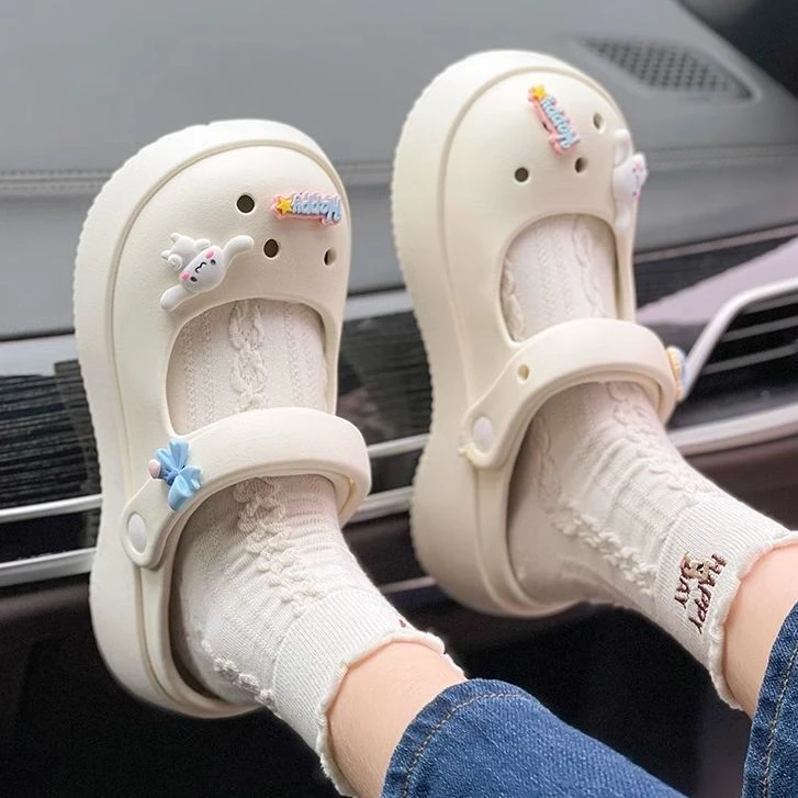 玛丽珍拖鞋女夏外穿踩屎感防滑厚底2025年新款洞洞鞋包头半拖凉鞋