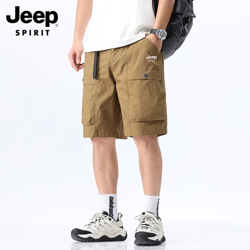 吉普夏季工装短裤男士休闲户外裤子宽松薄款美式复古五分裤子男款