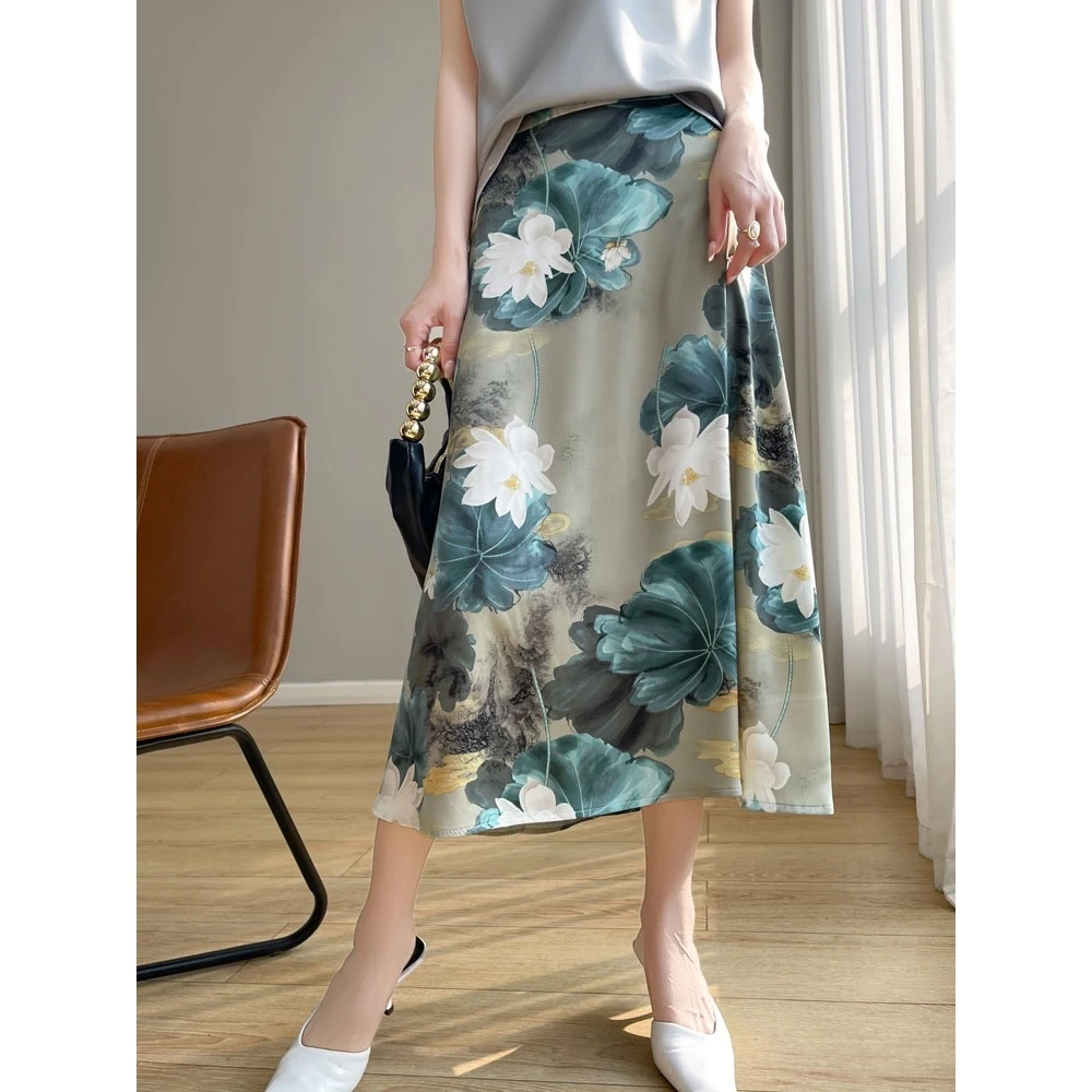 【上新款】重磅显瘦垂感半身裙气质碎花女士百搭中长款