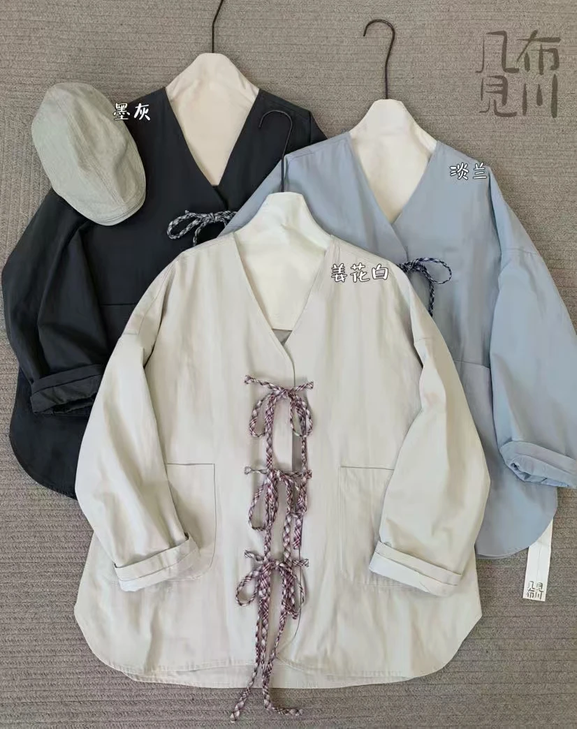 JBJC#825425#撞色绑带无领外套 FL