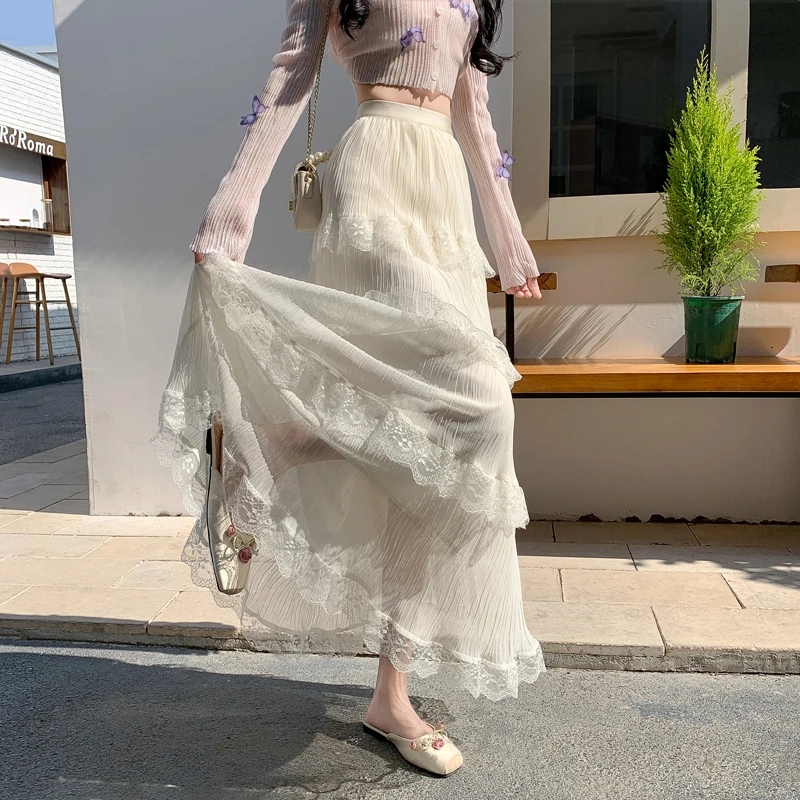 白色法式蓬蓬裙女春夏季2025新款气质仙女a字半身裙芭蕾蛋糕裙子