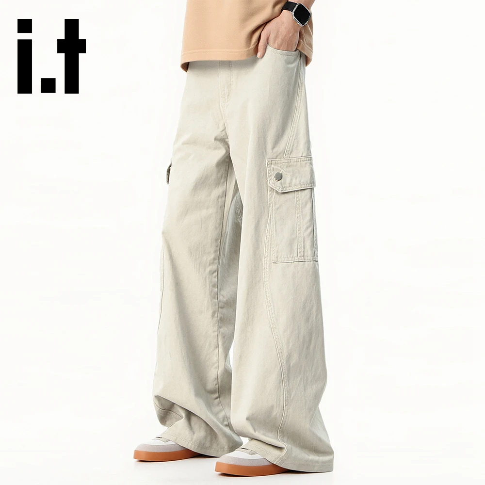 it:CHOCOOLATE工装休闲裤子男2025秋季潮牌痞帅cleanflt阔腿长裤