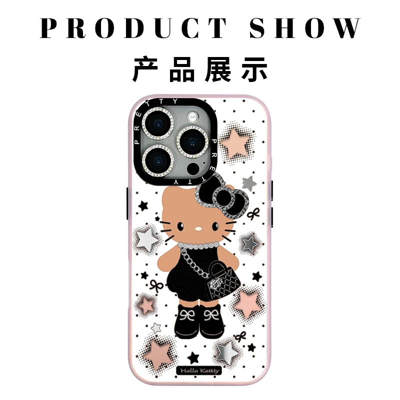 适用苹果iphone16promax 高级鎏金手机壳15/14/13黑皮小香风kt