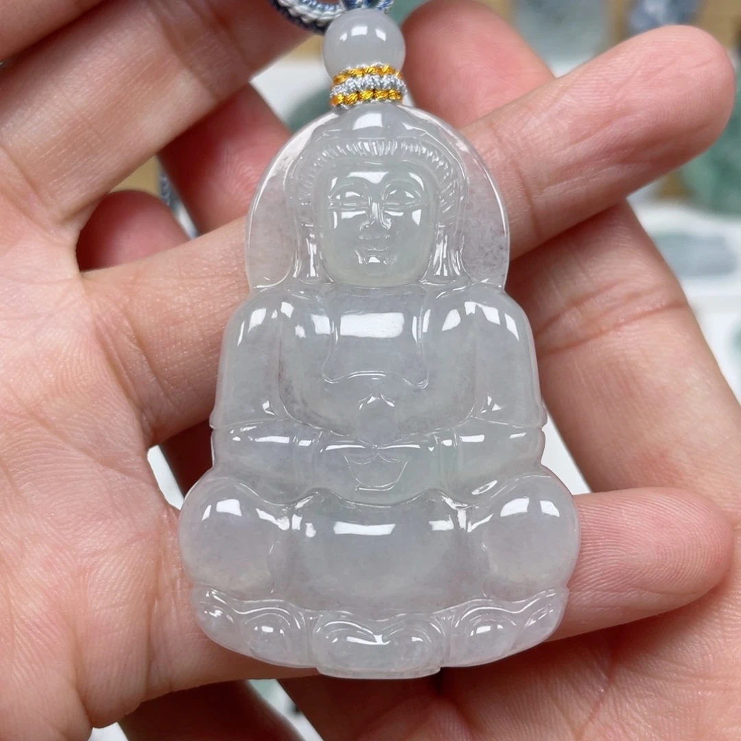 翡翠颈饰未镶嵌天然翡翠A货观音100号