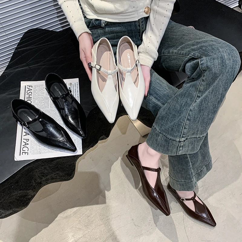 「南总」98-3复古玛丽珍鞋女韩版法式浅口单鞋一字带粗跟小皮鞋