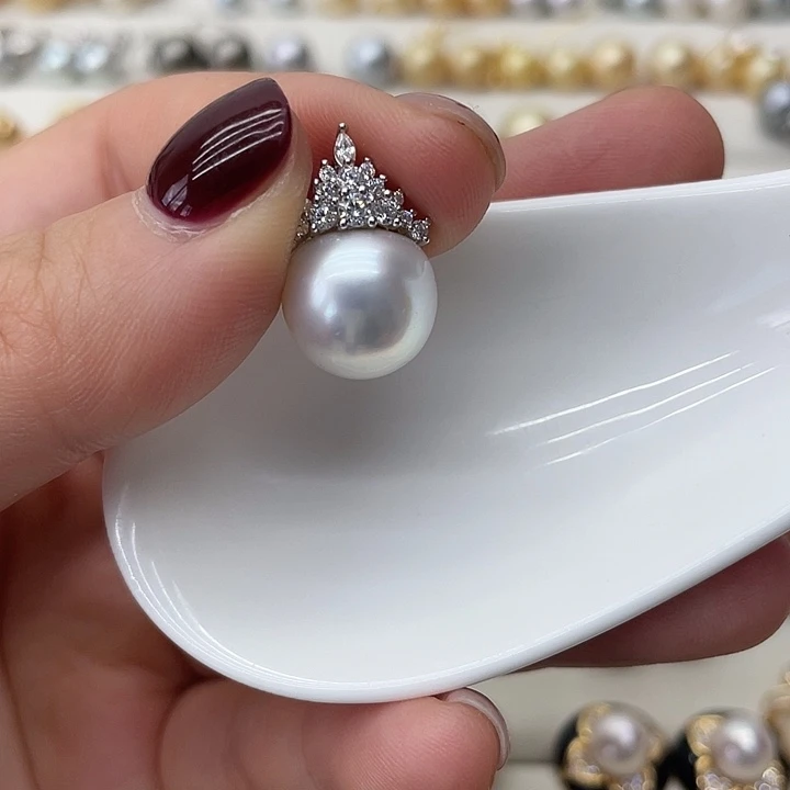 海水珍珠银S925镶嵌吊坠(不含链)