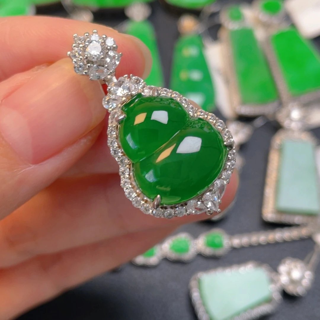 翡翠银S925镶嵌吊坠(不含链)