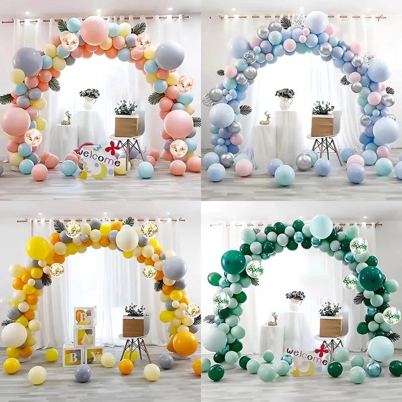 气球拱门造型套餐马卡龙蓝白色系商场店庆生日幼儿园开业场景布置