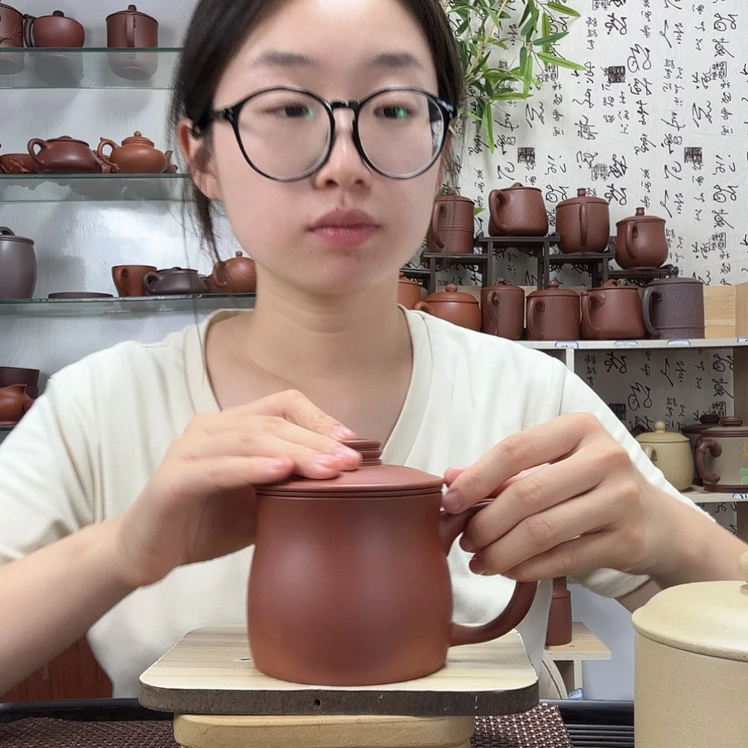 茶壶紫砂原矿红降坡欢喜办公杯没礼盒400CC微瑕
