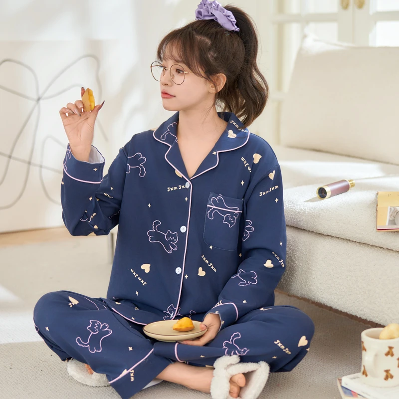 睡衣女春秋款2025年新款长袖大网红爆款可爱大码休闲可外穿家居服