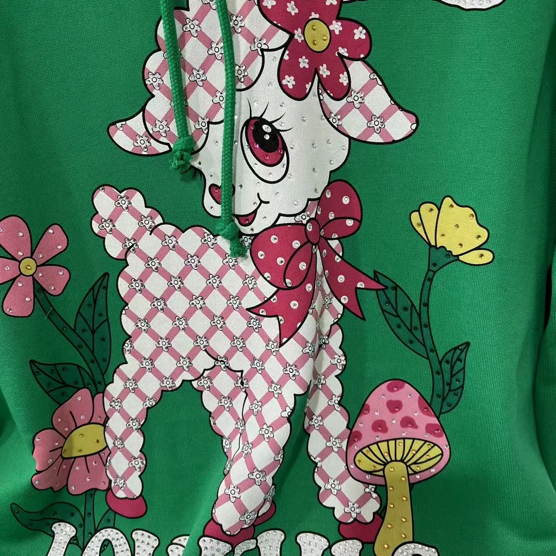 EH 潮牌秋季女款小羊烫钻休闲长袖卫衣 DW396