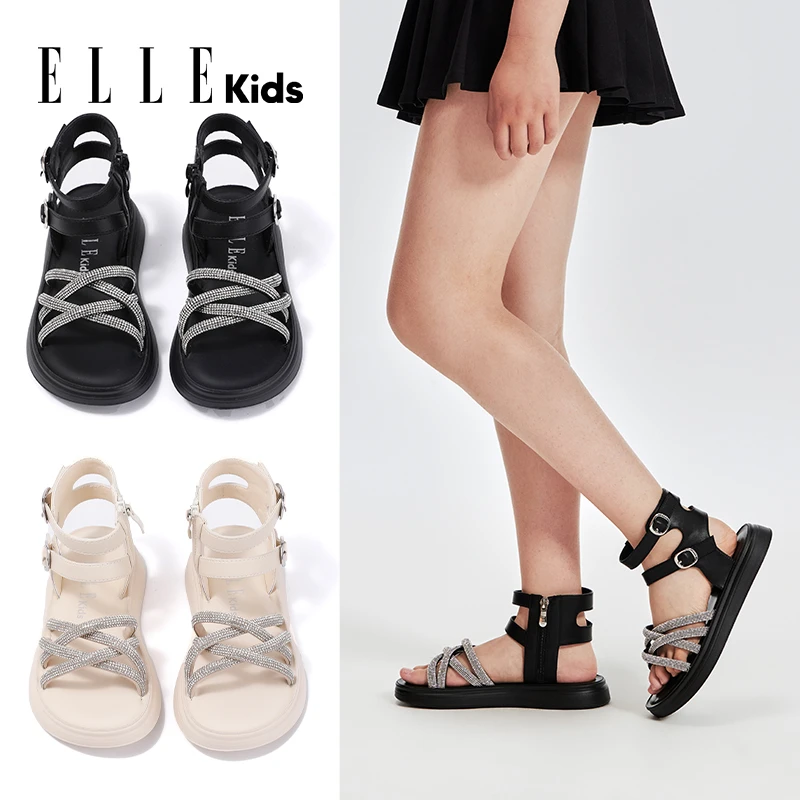 ELLE KIDS童鞋罗马凉鞋夏新款儿童软底公主鞋小女孩时尚凉鞋女童