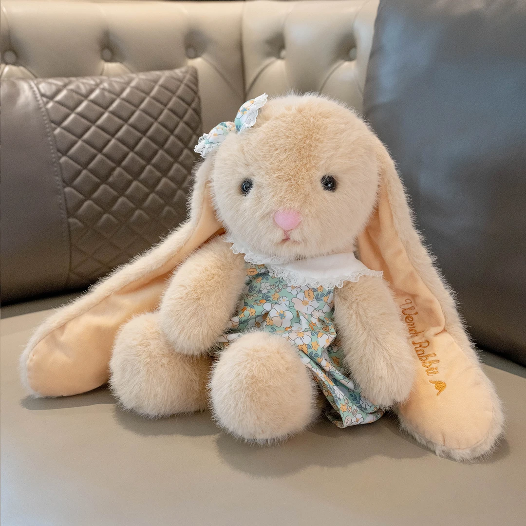 可爱小兔子玩偶碎花裙垂耳兔公仔毛绒玩具送女生床上陪睡安抚娃娃