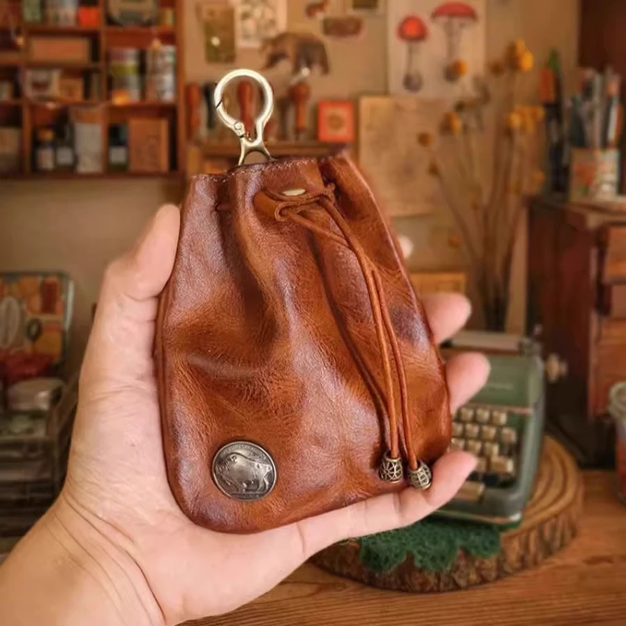 2025新款创意福袋手工零钱包时尚潮流复古硬币包抽绳束口零钱包