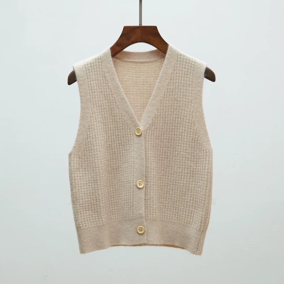 999 2025春秋新款显瘦叠穿纯色针织马甲背心坎肩短款女士毛衣马夹