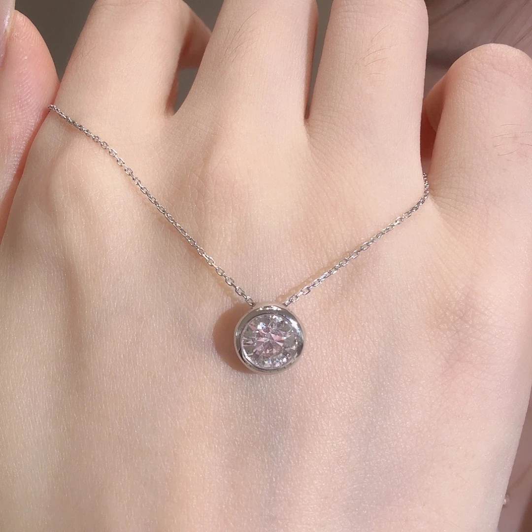 18K金镶嵌颈饰实验室培育钻石膨胀泡泡 黄白枚三色都有！