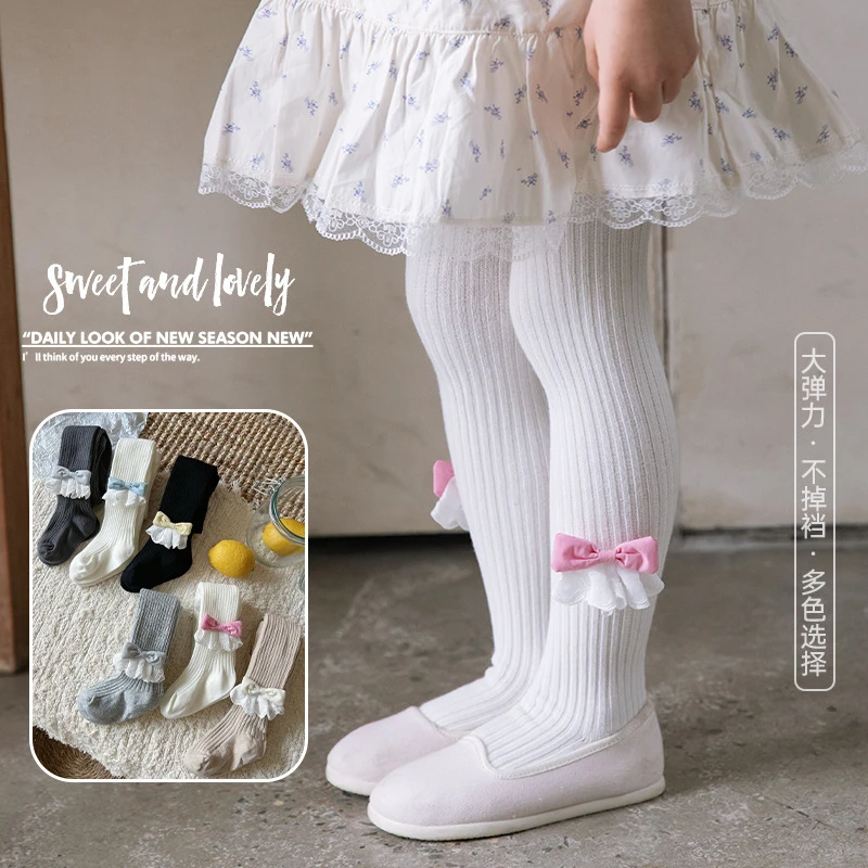 春季儿童连裤袜宝宝复古色细条纹打底裤可爱公主风880