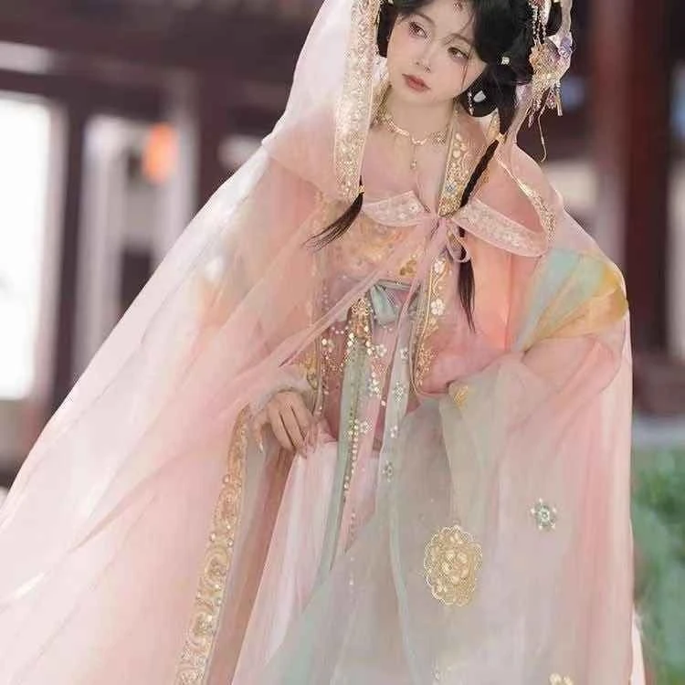山海记【小殿下】华丽唐风齐胸裙刺绣大袖斗篷华丽汉服日常超仙