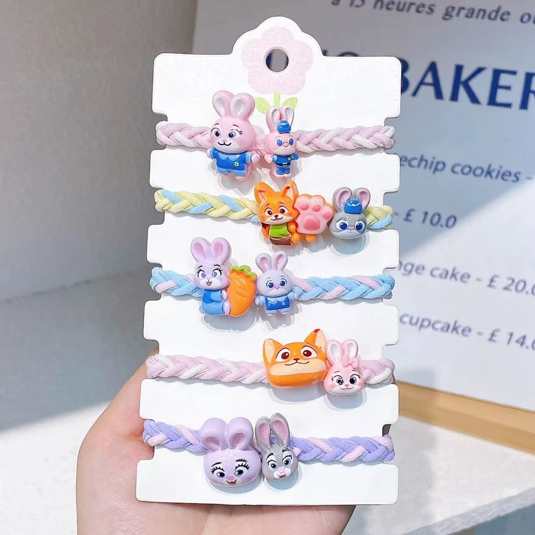 B-1548（满10米飞）d  5根可爱兔子狐狸动物编织头绳    发圈