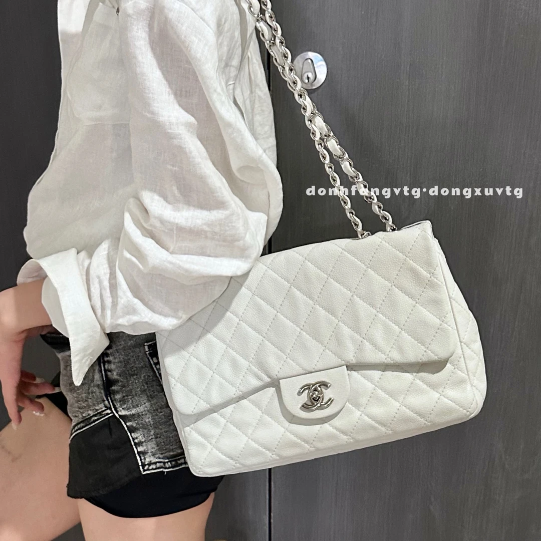 95新 Chanel/香奈儿 chanel 白雪公主荔枝纹cf jumbo斜挎包