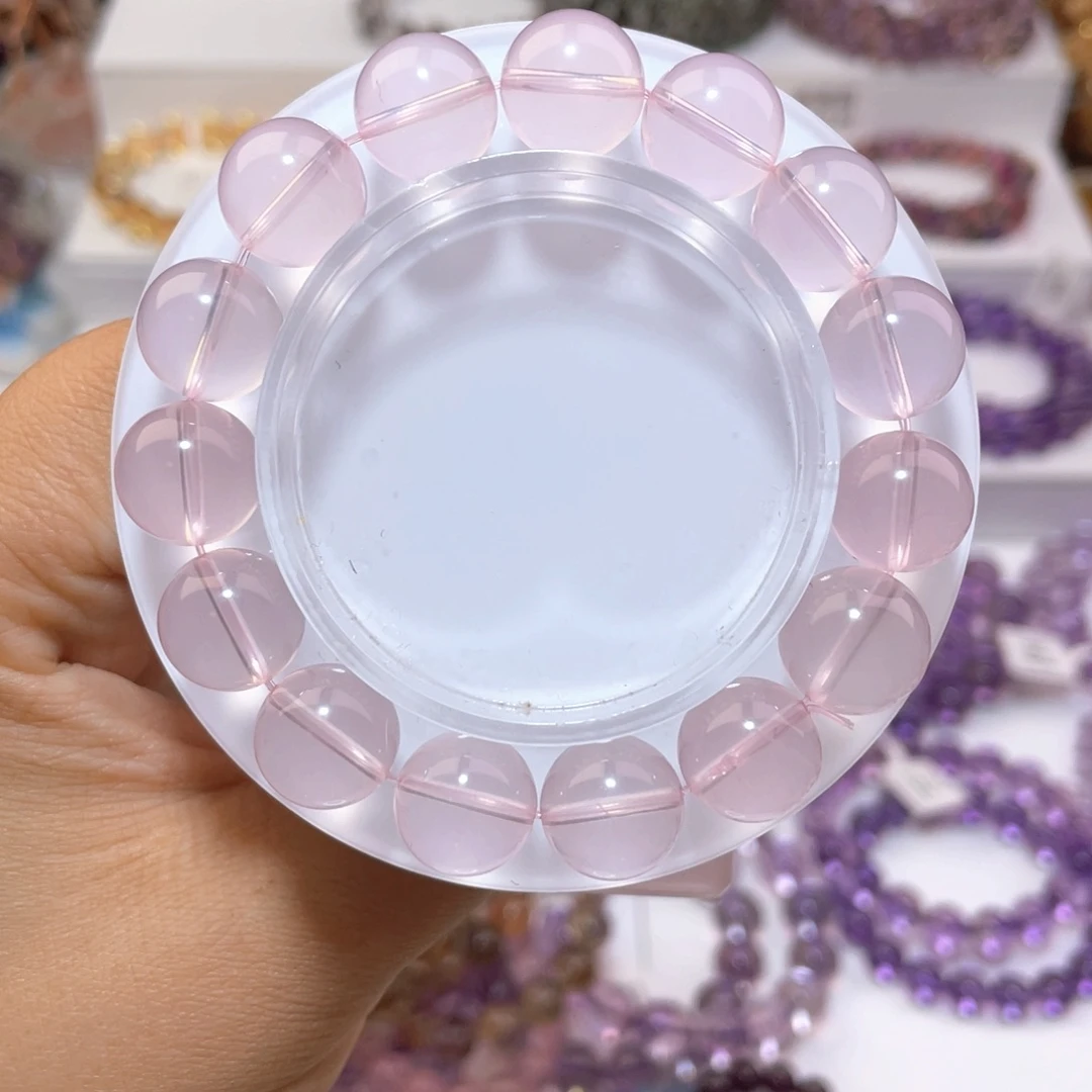 水晶手链未镶嵌粉水晶手链12.8mm