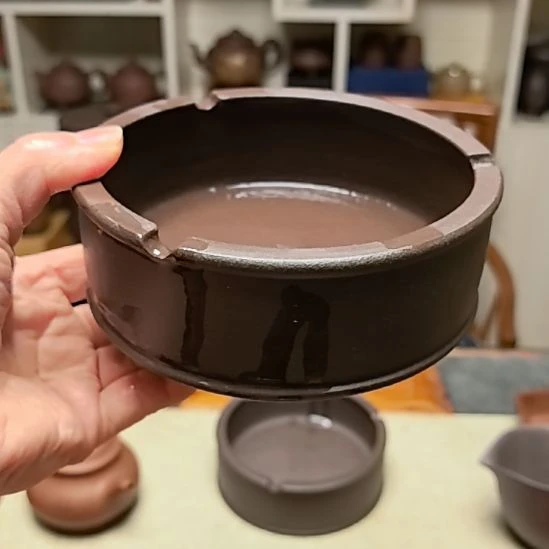 紫砂茶宠小水盂260cc12cm老紫泥全工制作