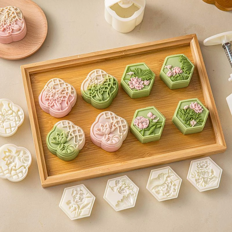 中秋月饼专用模具2024新款中式荷花模型绿豆糕家用自制辅食造型