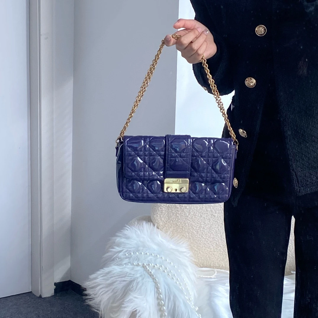 95新 DIOR/迪奥 dior韵味紫链条单肩斜挎包