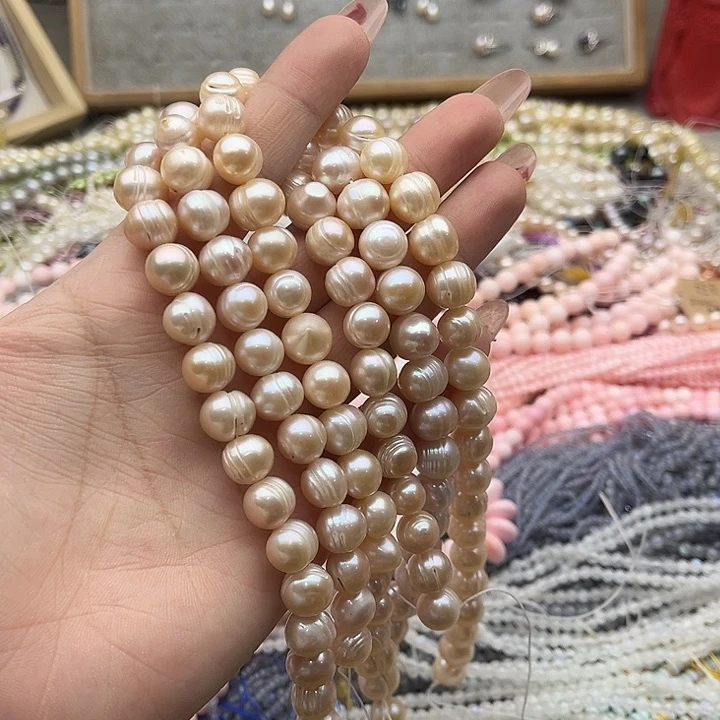 玛瑙/玉髓珠宝半成品未镶嵌一条10mm左右香槟螺纹珍珠