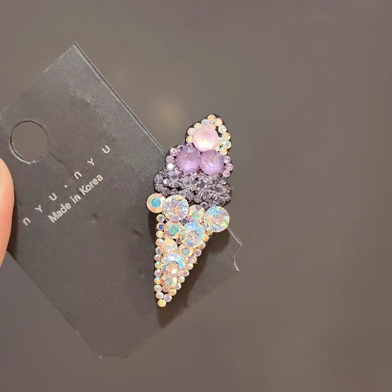 新款可爱冰激凌BB夹时尚刘海夹儿童精美小夹子侧边夹彩钻发饰头饰