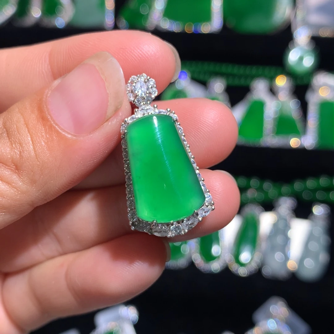 【闪购商品】翡翠银S925镶嵌颈饰天然翡翠