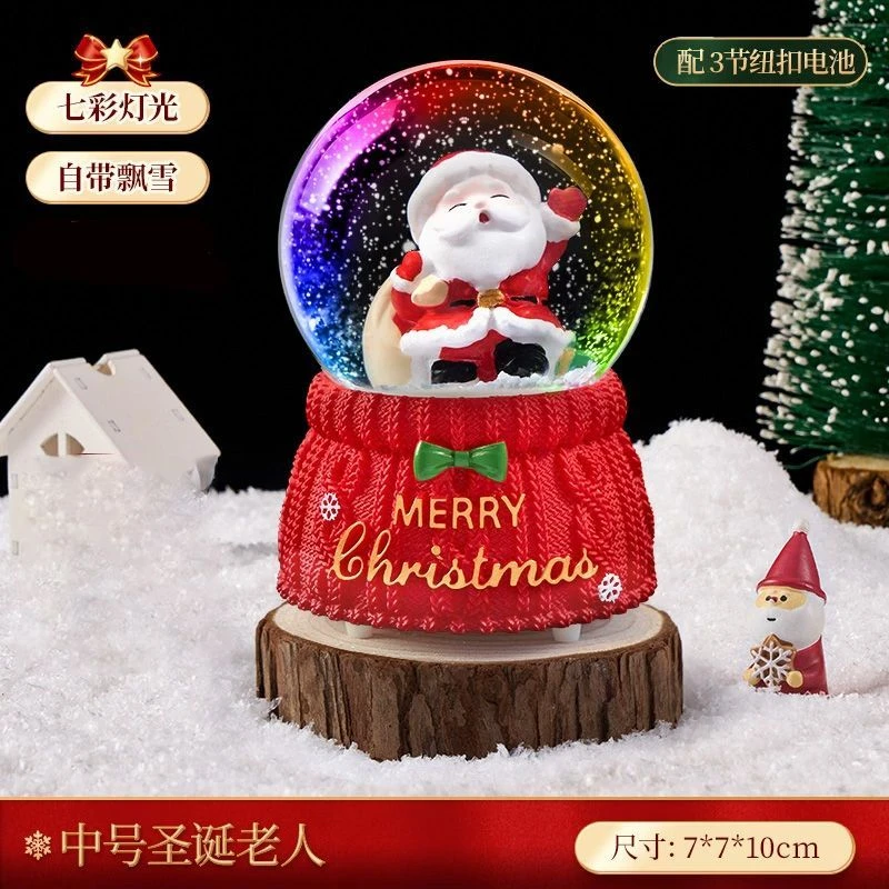 儿童圣诞礼物水晶球装饰品桌面摆件小火车平安夜送礼音乐盒男女生