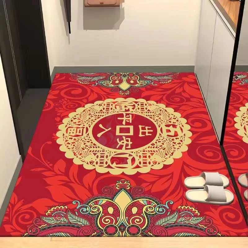 水晶绒家用喜庆进入户地垫防滑可擦门垫吸水欧式中式门厅脚垫剪裁