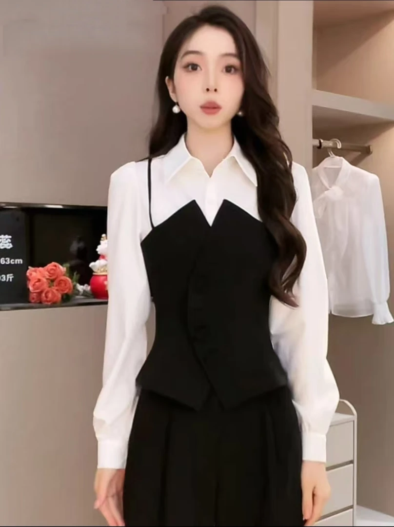 W260 秋气质时尚高级感通勤显瘦赫本风上衣＋裤子JX193