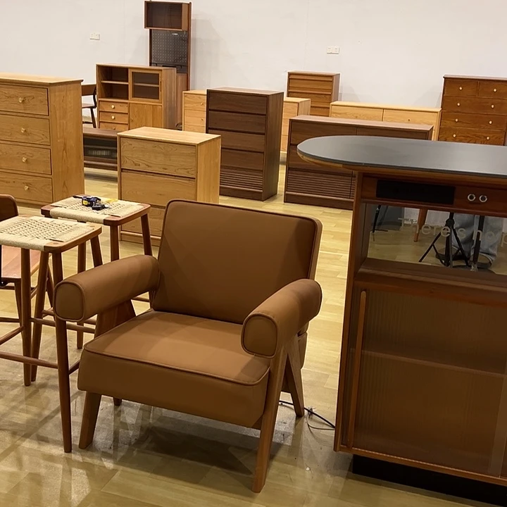 北美材样品樱桃木沙发椅不退不换